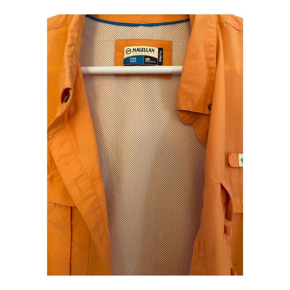 Magellan Outdoors Big Tall 3XL Vented Shirt Orange Angler Fit Fish Gear Mag Wick - Picture 4 of 14